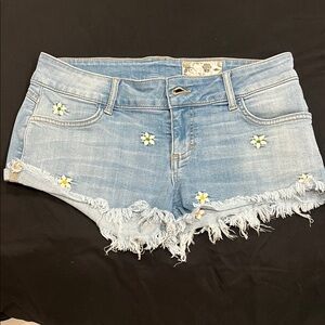 Siwy Light Blue Jean Shorts with Floral Embellishments